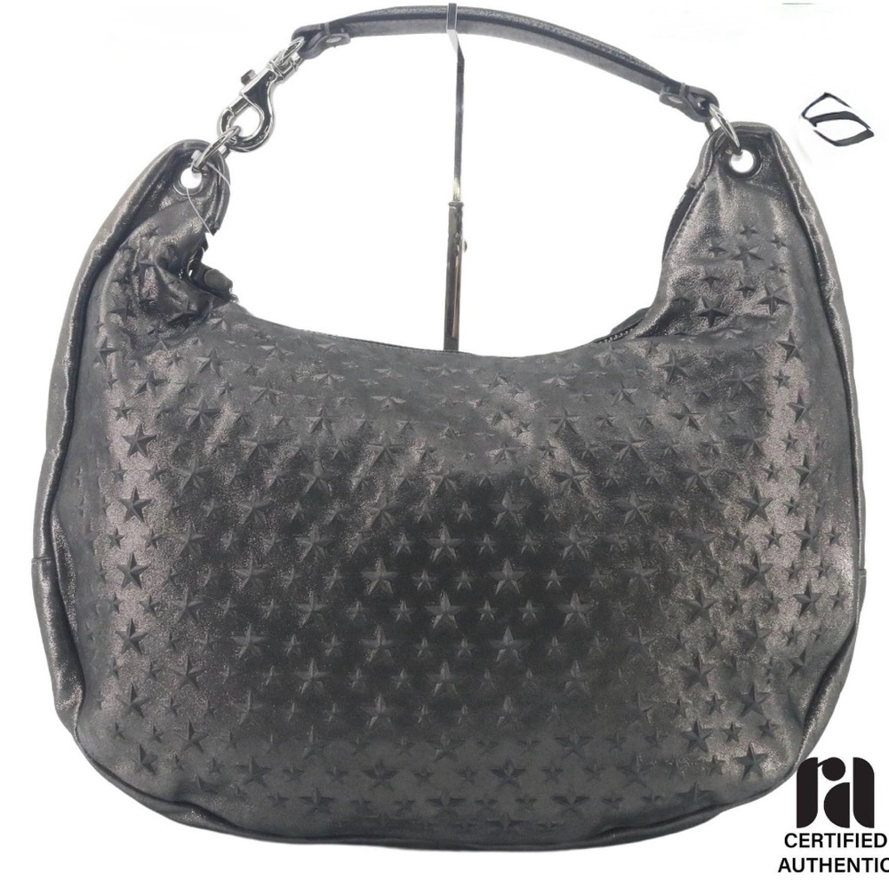 Jimmy Choo Black Star-Embossed Hobo Bag